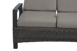 Best Corido 3-Sitzer Sofa, charcoal, Alu / Gardino®-Geflecht, 206x87x103 cm, verstellb. Rückenlehnen Polyrattan-Gartenmöbel|Gartenlounge