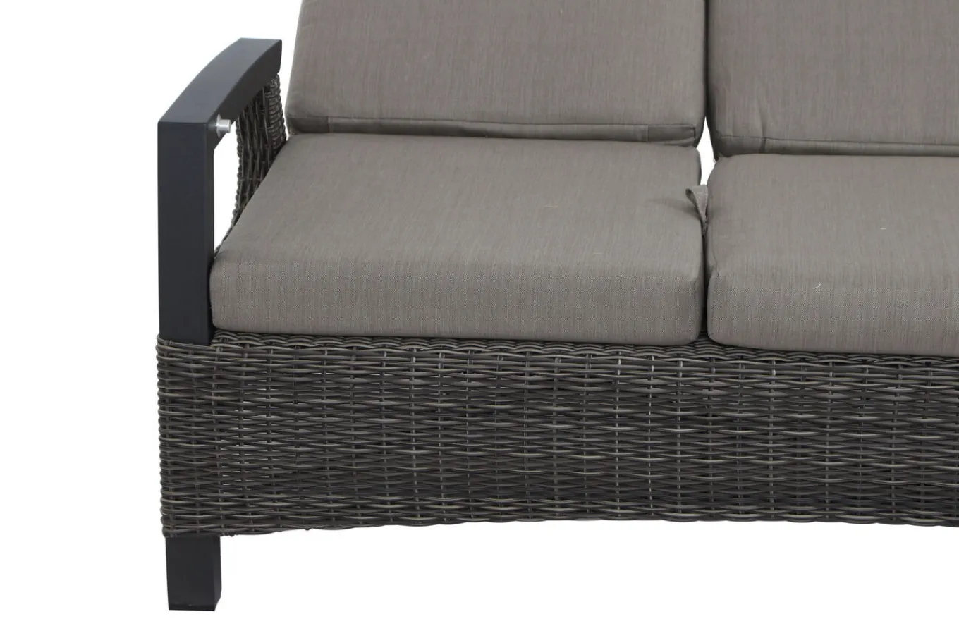 Best Corido 3-Sitzer Sofa, charcoal, Alu / Gardino®-Geflecht, 206x87x103 cm, verstellb. Rückenlehnen Polyrattan-Gartenmöbel|Gartenlounge