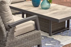 Best Corido 2-Sitzer Sofa, charcoal, Alu / Gardino®-Geflecht, 136x83x88 cm, Armlehne rechts Polyrattan-Gartenmöbel|Aluminium-Gartenmöbel