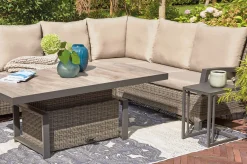 Best Corido 2-Sitzer Sofa, charcoal, Alu / Gardino®-Geflecht, 136x83x88 cm, Armlehne rechts Polyrattan-Gartenmöbel|Aluminium-Gartenmöbel
