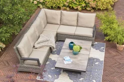 Best Corido 2-Sitzer Sofa, charcoal, Alu / Gardino®-Geflecht, 136x83x88 cm, Armlehne rechts Polyrattan-Gartenmöbel|Aluminium-Gartenmöbel