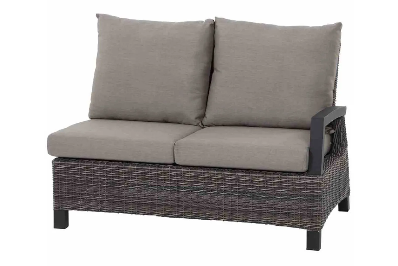 Corido 2-Sitzer Sofa, charcoal, Alu / Gardino®-Geflecht, 136x83x88 cm, Armlehne links Polyrattan-Gartenmöbel|Gartenlounge