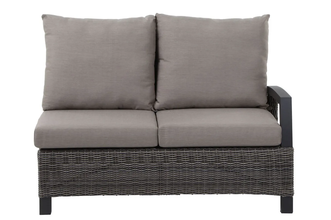 Corido 2-Sitzer Sofa, charcoal, Alu / Gardino®-Geflecht, 136x83x88 cm, Armlehne links Polyrattan-Gartenmöbel|Gartenlounge