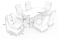 Discount Garten-Essgruppe, anthrazit/grau, Alu/Polyrattan, Ausziehtisch 180/240 x 100 cm, inkl. 6 Diningsessel Garten-Essgruppen|Aluminium-Gartenmöbel