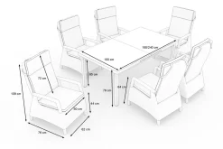 Discount Garten-Essgruppe, anthrazit/grau, Alu/Polyrattan, Ausziehtisch 180/240 x 100 cm, inkl. 6 Diningsessel Garten-Essgruppen|Aluminium-Gartenmöbel