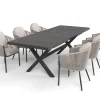 New Garten-Essgruppe, anthrazit/beige, Alu/Keramik/Rope-Geflecht, Tisch 200/265 x 100 cm, 6 Diningsessel Garten-Essgruppen