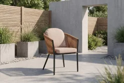 Online Garten-Essgruppe, anthrazit/orange, Alu/Rope-Geflecht, ausziehbare Tischplatte 200/260 x 100 cm, 6 Diningsessel Garten-Essgruppen