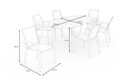 Clearance Garten-Essgruppe, grau/weiß, Alu/Akazienholz, Tisch 200 x 100 cm, 6 Dining Sessel Garten-Essgruppen