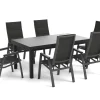 Clearance Garten-Essgruppe, anthrazit/grau, Alu/Glas/Textilene, 180/240 x 100 cm, ausziehbar, stapelbar Garten-Essgruppen