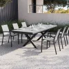 Sale Garten-Essgruppe, schwarz/anthrazit, Aluminium/Polyrattan/Steinimitat, 200/260 x 100 cm, ausziehbar, 6 Diningsessel Garten-Essgruppen