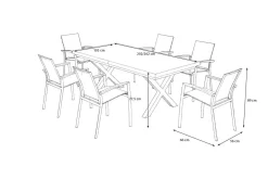 Sale Garten-Essgruppe, schwarz/anthrazit, Aluminium/Polyrattan/Steinimitat, 200/260 x 100 cm, ausziehbar, 6 Diningsessel Garten-Essgruppen