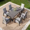 Hot Garten-Essgruppe, anthrazit/natur-grau, Alu/Keramik/Polyrattan, ausziehbare Tischplatte 200/260 x 100 cm, 6 Diningsessel Garten-Essgruppen