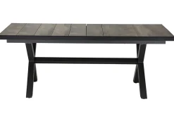 Hot Garten-Essgruppe, anthrazit/natur-grau, Alu/Keramik/Polyrattan, ausziehbare Tischplatte 200/260 x 100 cm, 6 Diningsessel Garten-Essgruppen
