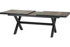 Hot Garten-Essgruppe, anthrazit/natur-grau, Alu/Keramik/Polyrattan, ausziehbare Tischplatte 200/260 x 100 cm, 6 Diningsessel Garten-Essgruppen
