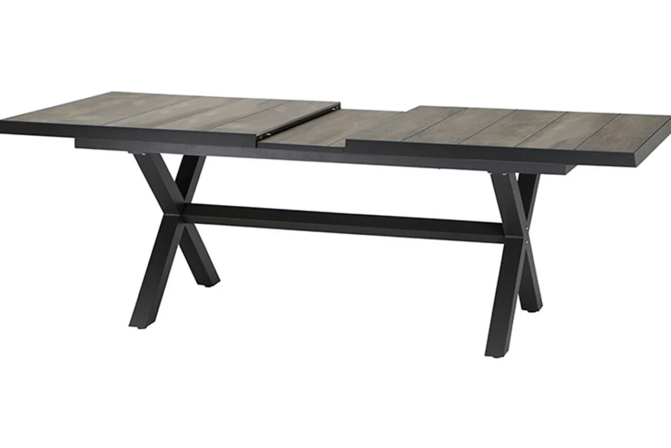Hot Garten-Essgruppe, anthrazit/natur-grau, Alu/Keramik/Polyrattan, ausziehbare Tischplatte 200/260 x 100 cm, 6 Diningsessel Garten-Essgruppen