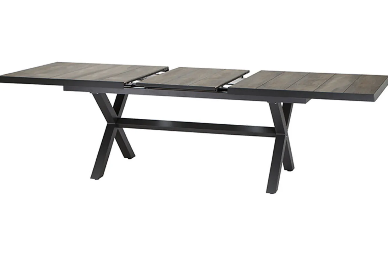 Hot Garten-Essgruppe, anthrazit/natur-grau, Alu/Keramik/Polyrattan, ausziehbare Tischplatte 200/260 x 100 cm, 6 Diningsessel Garten-Essgruppen