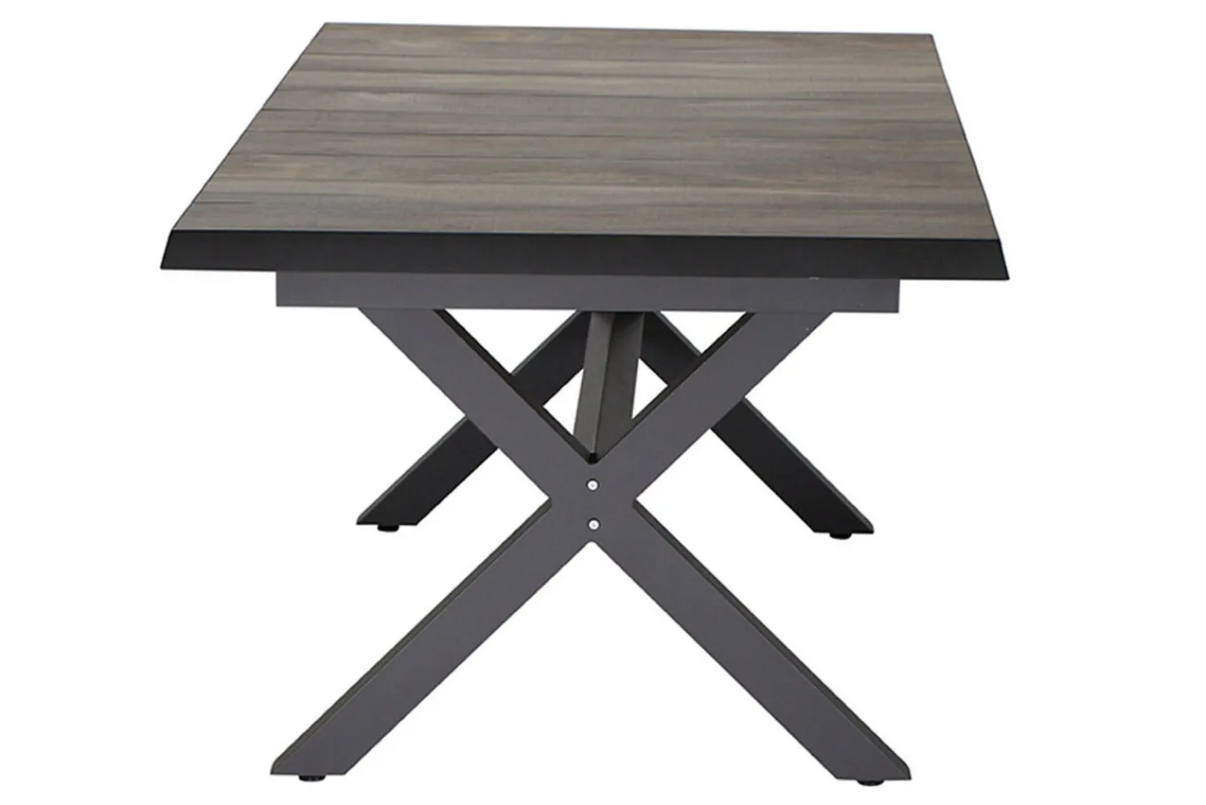 Hot Garten-Essgruppe, anthrazit/natur-grau, Alu/Keramik/Polyrattan, ausziehbare Tischplatte 200/260 x 100 cm, 6 Diningsessel Garten-Essgruppen