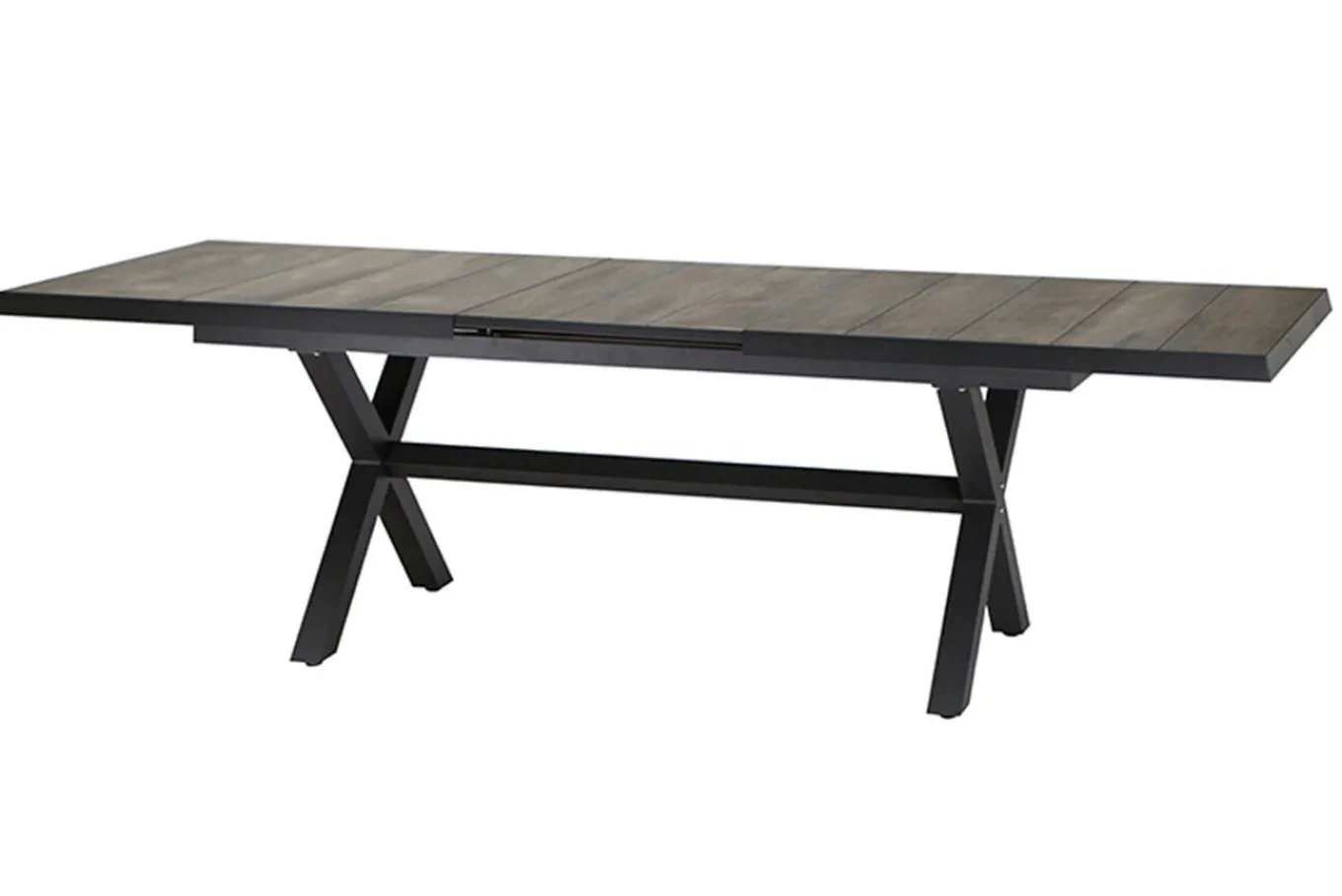 Hot Garten-Essgruppe, anthrazit/natur-grau, Alu/Keramik/Polyrattan, ausziehbare Tischplatte 200/260 x 100 cm, 6 Diningsessel Garten-Essgruppen