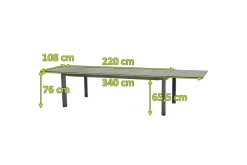 Clearance Kingston Ausziehtisch, matt graphit, Aluminium/Keramik, 220/340x108x76 cm Gartentische|Aluminium-Gartenmöbel