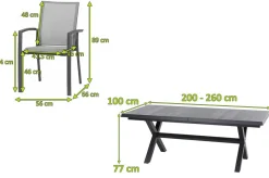 Discount Messina/Velia Garten-Essgruppe, anthrazit/grau, Alu/Ranotex®-Gewebe/Keramik, 260 x 100 cm, inkl. 8 Sessel Garten-Essgruppen|Aluminium-Gartenmöbel