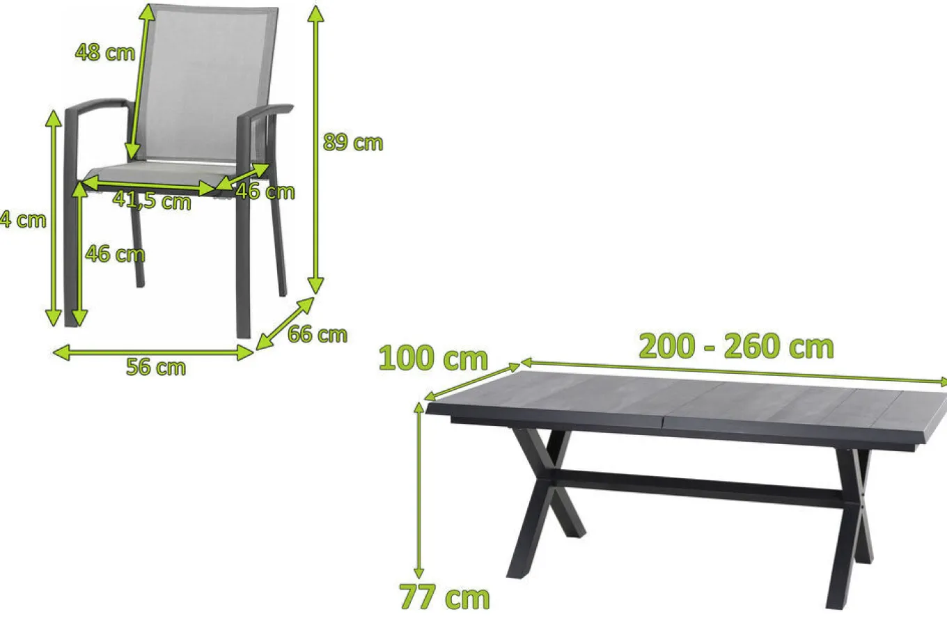 Discount Messina/Velia Garten-Essgruppe, anthrazit/grau, Alu/Ranotex®-Gewebe/Keramik, 260 x 100 cm, inkl. 8 Sessel Garten-Essgruppen|Aluminium-Gartenmöbel