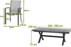 Discount Messina/Velia Garten-Essgruppe, anthrazit/grau, Alu/Ranotex®-Gewebe/Keramik, 260 x 100 cm, inkl. 8 Sessel Garten-Essgruppen|Aluminium-Gartenmöbel