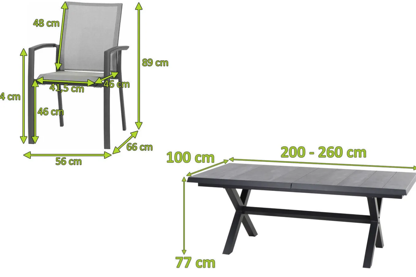 Discount Messina/Velia Garten-Essgruppe, anthrazit/grau, Alu/Ranotex®-Gewebe/Keramik, 260 x 100 cm, inkl. 8 Sessel Garten-Essgruppen|Aluminium-Gartenmöbel