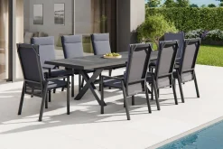 Online Messina/Velia Garten-Essgruppe, anthrazit/grau, Alu/Textilgewebe/Keramik, 200-260x100 cm, inkl. 8 Diningsessel, stufenlos verstellbar Garten-Essgruppen