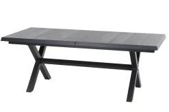 Outlet Messina/Velia Garten-Essgruppe, anthrazit/grau, Alu/Textilgewebe/Keramik, 200-260x100 cm, inkl. 6 Diningsessel, stufenlos verstellbar Garten-Essgruppen