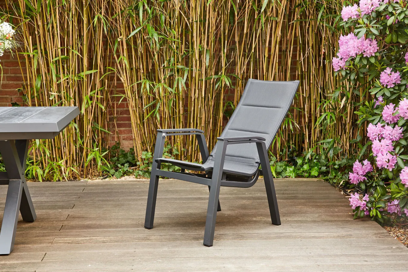 Online Milano Move Stapelsessel, anthrazit matt, Alu/Ranotex, 59 x 73 x 110 cm, stufenlos verstellbar Gartenstühle & Gartensessel
