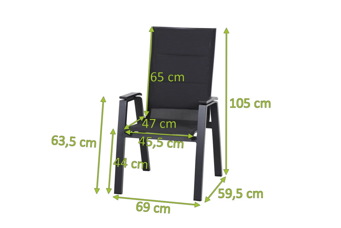 Online Milano Sessel, anthrazit matt, Aluminium pulverbeschichtet/Ranotex, 59 x 69 x 105 cm, stapelbar Gartenstühle & Gartensessel