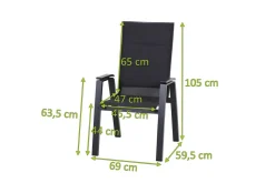 Online Milano Sessel, anthrazit matt, Aluminium pulverbeschichtet/Ranotex, 59 x 69 x 105 cm, stapelbar Gartenstühle & Gartensessel