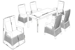 Best Miros/Corido Garten-Essgruppe, anthrazit/charcoal, Alu/Gardino®-Geflecht, Ausziehtisch 180/240x90 cm, 6 Sessel Garten-Essgruppen|Aluminium-Gartenmöbel
