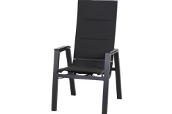 Clearance Miros/Milano Garten-Essgruppe, anthrazit, Alu/Ranotex-Gewebe, Ausziehtisch 180/240x90cm, 6 Stapelsessel Aluminium-Gartenmöbel