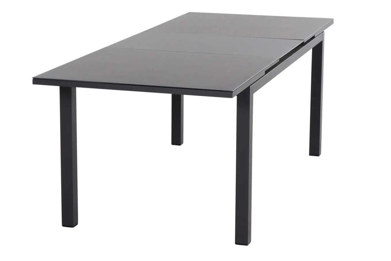 Outlet Miros/Milano Garten-Essgruppe, Anthrazit, Alu/Ranotex-Gewebe, Ausziehtisch 180/240 x 90 cm, 8 Stapelsessel Aluminium-Gartenmöbel