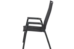 Outlet Miros/Milano Garten-Essgruppe, Anthrazit, Alu/Ranotex-Gewebe, Ausziehtisch 180/240 x 90 cm, 8 Stapelsessel Aluminium-Gartenmöbel