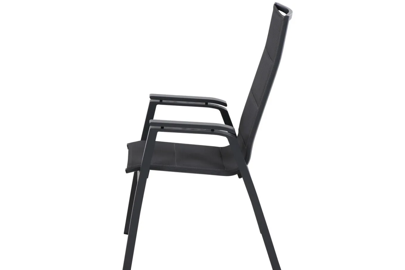 Outlet Miros/Milano Garten-Essgruppe, Anthrazit, Alu/Ranotex-Gewebe, Ausziehtisch 180/240 x 90 cm, 8 Stapelsessel Aluminium-Gartenmöbel