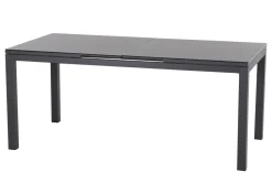 Outlet Miros/Milano Garten-Essgruppe, anthrazit, Alu/Ranotex-Gewebe, Ausziehtisch 180/240x90 cm, 4 Stapelsessel Garten-Essgruppen|Aluminium-Gartenmöbel