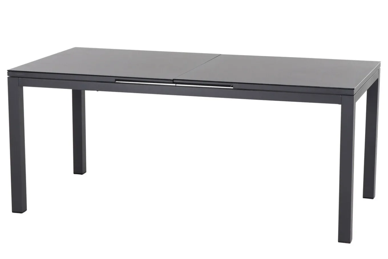 Outlet Miros/Milano Garten-Essgruppe, anthrazit, Alu/Ranotex-Gewebe, Ausziehtisch 180/240x90 cm, 4 Stapelsessel Garten-Essgruppen|Aluminium-Gartenmöbel