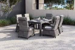 Clearance SIENA GARDEN Premium Garten-Essgruppe, anthrazit matt/grau, Aluminium und Polyrattan, Tisch 160/260 x 100 cm, 6 Dining-Sessel Garten-Essgruppen