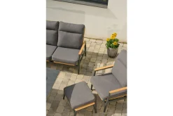 Best Roma Gartenlounge, grau, Aluminium & Teakholz FSC, 85x205 cm, Pflegeleicht & Witterungsbeständig Gartenlounge|Aluminium-Gartenmöbel