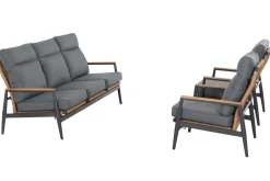 Best Roma Gartenlounge, grau, Aluminium & Teakholz FSC, 85x205 cm, Pflegeleicht & Witterungsbeständig Gartenlounge|Aluminium-Gartenmöbel