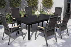 Online Savona Garten-Essgruppe, anthrazit matt/grau, Alu/Glas/Teak/Ranotex, 180/240 x 100 cm, ausziehbar Garten-Essgruppen