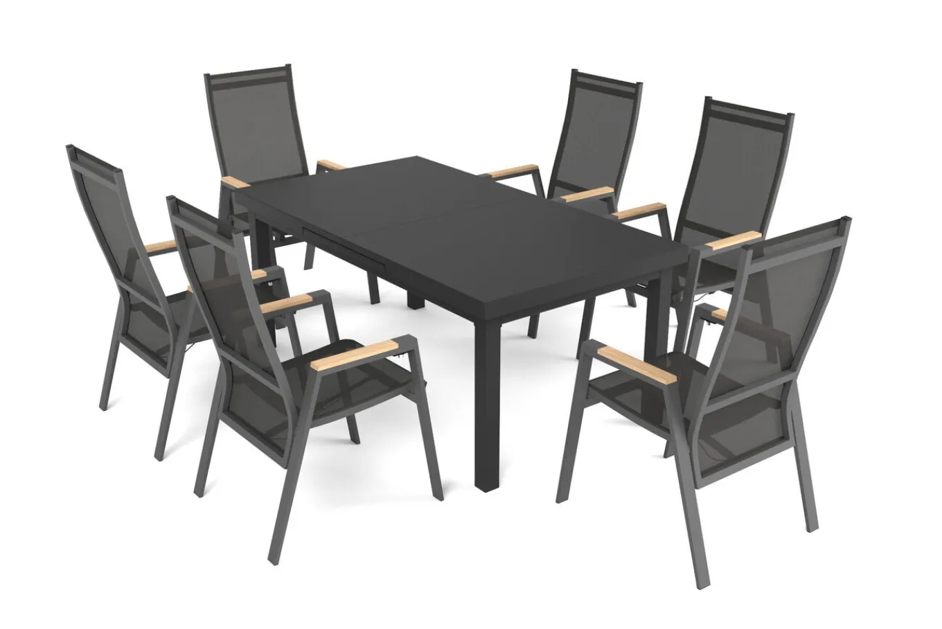 Online Savona Garten-Essgruppe, anthrazit matt/grau, Alu/Glas/Teak/Ranotex, 180/240 x 100 cm, ausziehbar Garten-Essgruppen