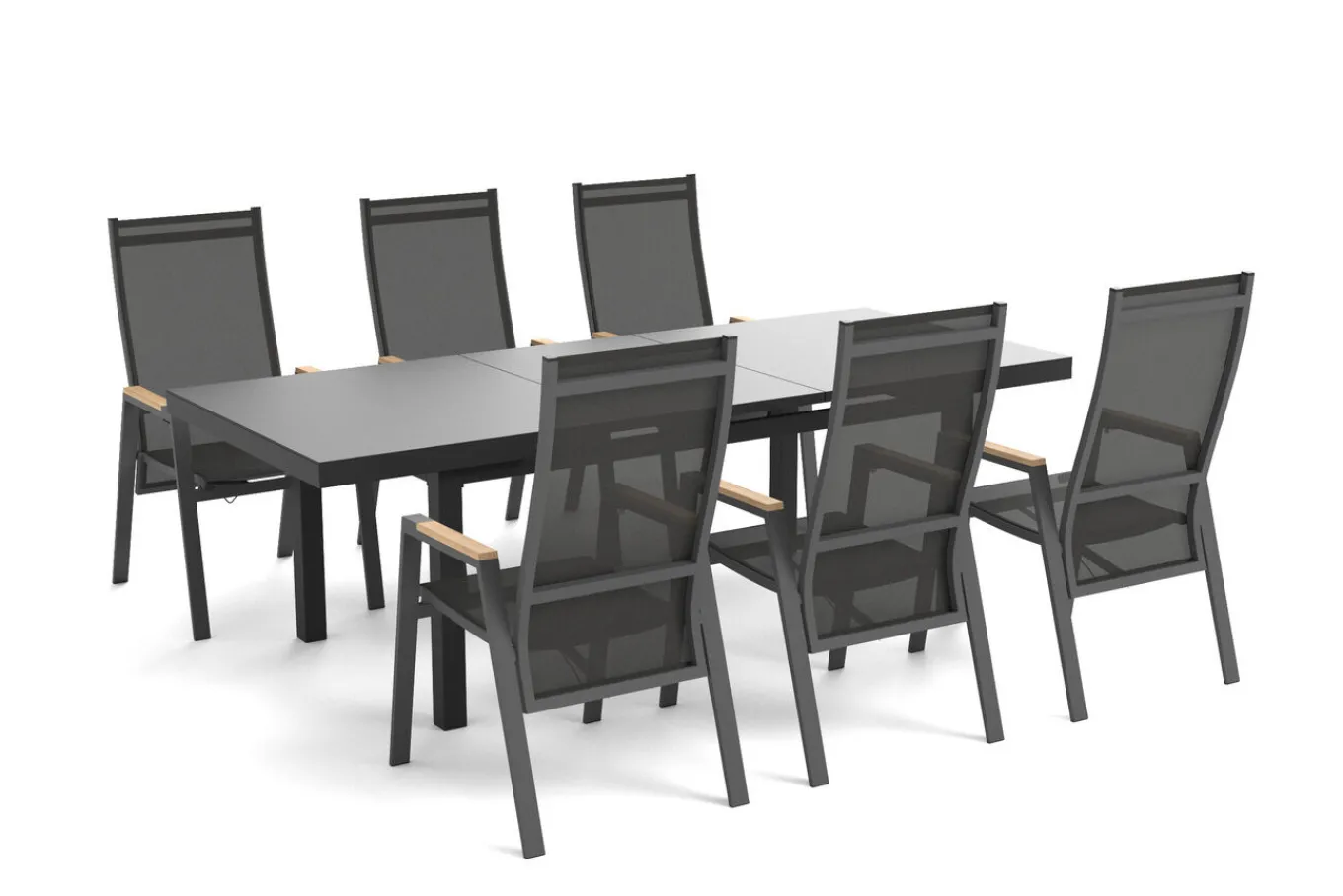 Online Savona Garten-Essgruppe, anthrazit matt/grau, Alu/Glas/Teak/Ranotex, 180/240 x 100 cm, ausziehbar Garten-Essgruppen