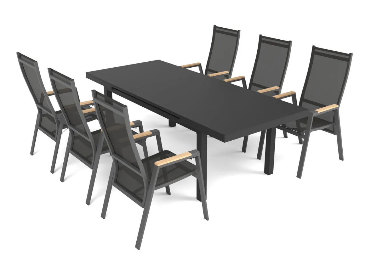 Online Savona Garten-Essgruppe, anthrazit matt/grau, Alu/Glas/Teak/Ranotex, 180/240 x 100 cm, ausziehbar Garten-Essgruppen