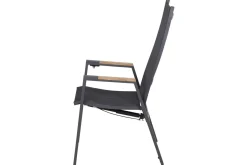 Discount Savona Move Stapelsessel, anthrazit matt, Alu/Ranotex, 73 x 60 x 113 cm, mit Teak-Armlehnen, verstellbar Gartenstühle & Gartensessel