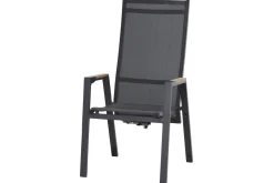 Discount Savona Move Stapelsessel, anthrazit matt, Alu/Ranotex, 73 x 60 x 113 cm, mit Teak-Armlehnen, verstellbar Gartenstühle & Gartensessel