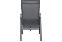 Discount Savona Move Stapelsessel, anthrazit matt, Alu/Ranotex, 73 x 60 x 113 cm, mit Teak-Armlehnen, verstellbar Gartenstühle & Gartensessel