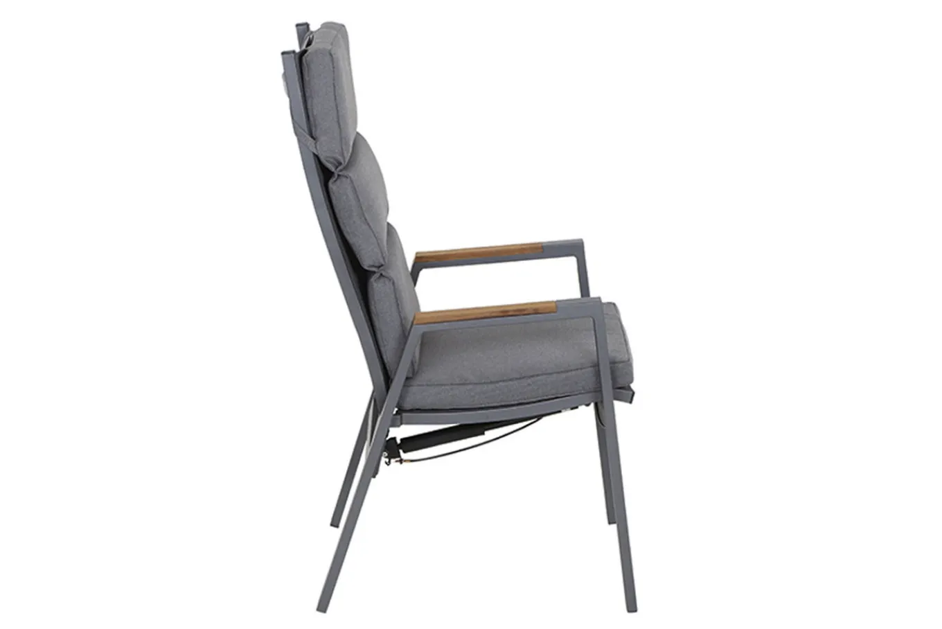 Best Savona Sessel, matt graphit , Alu/Teak/Texfabric, 74x60x110 cm, verstellbare Rückenlehne, inkl. Polster Aluminium-Gartenmöbel|Gartenstühle & Gartensessel